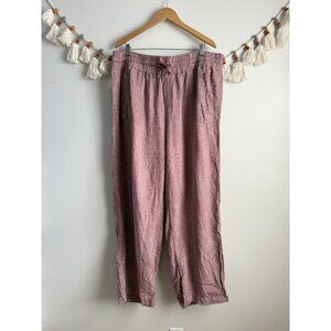Athleta Cabo 100% Linen Wide Leg Pant Tawny Rose Relaxed Resort Coastal Plus 20